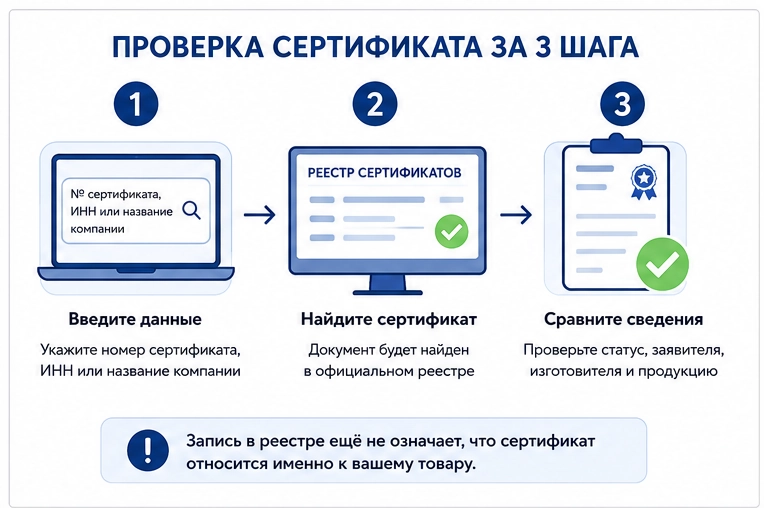 Проверка сертификата соответствия за три шага