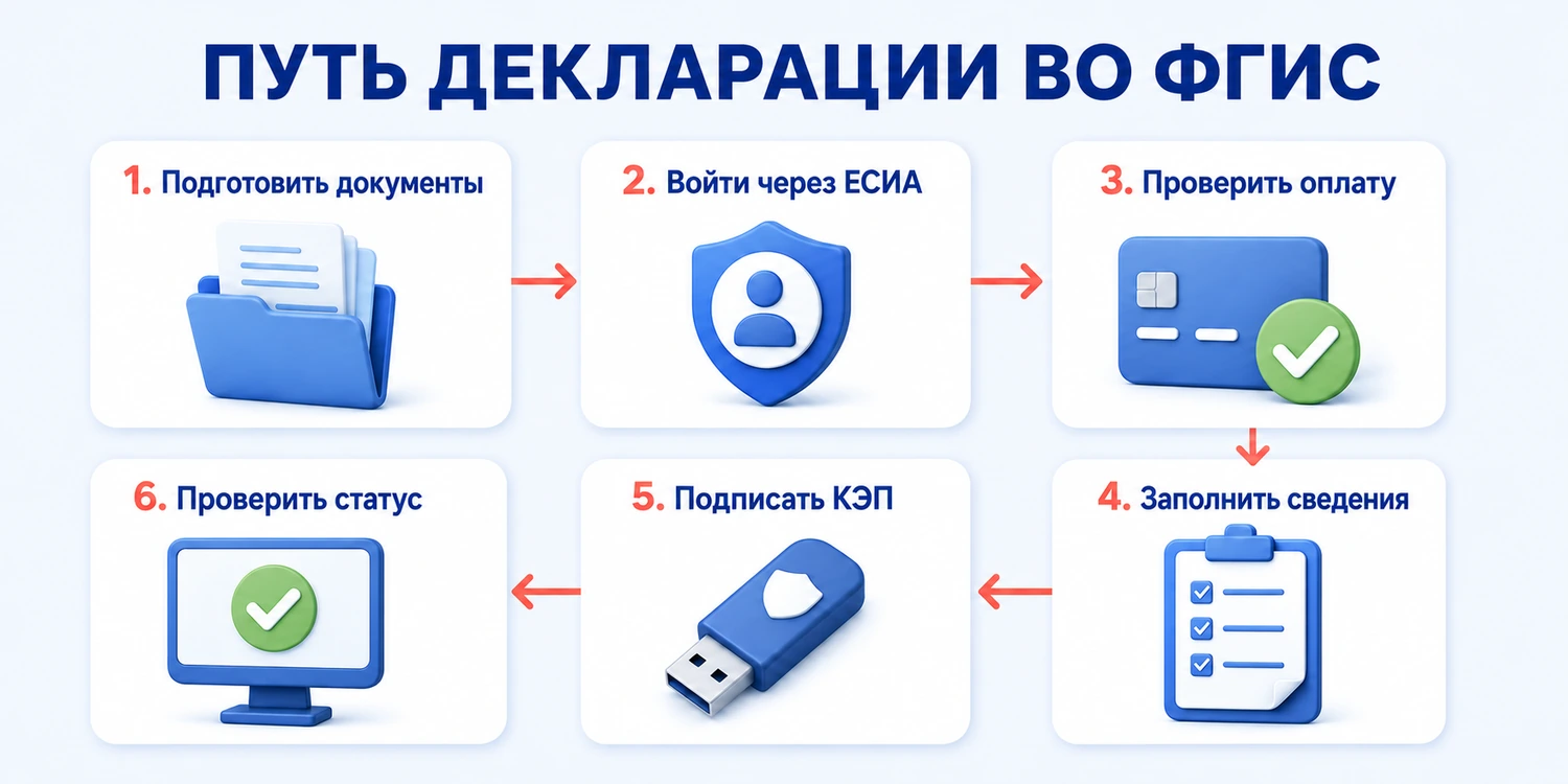 Этапы регистрации декларации о соответствии во ФГИС