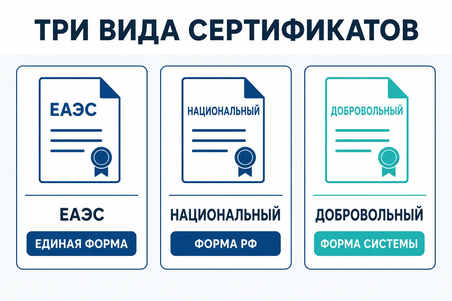 Три вида сертификатов соответствия: ЕАЭС, национальный и добровольный