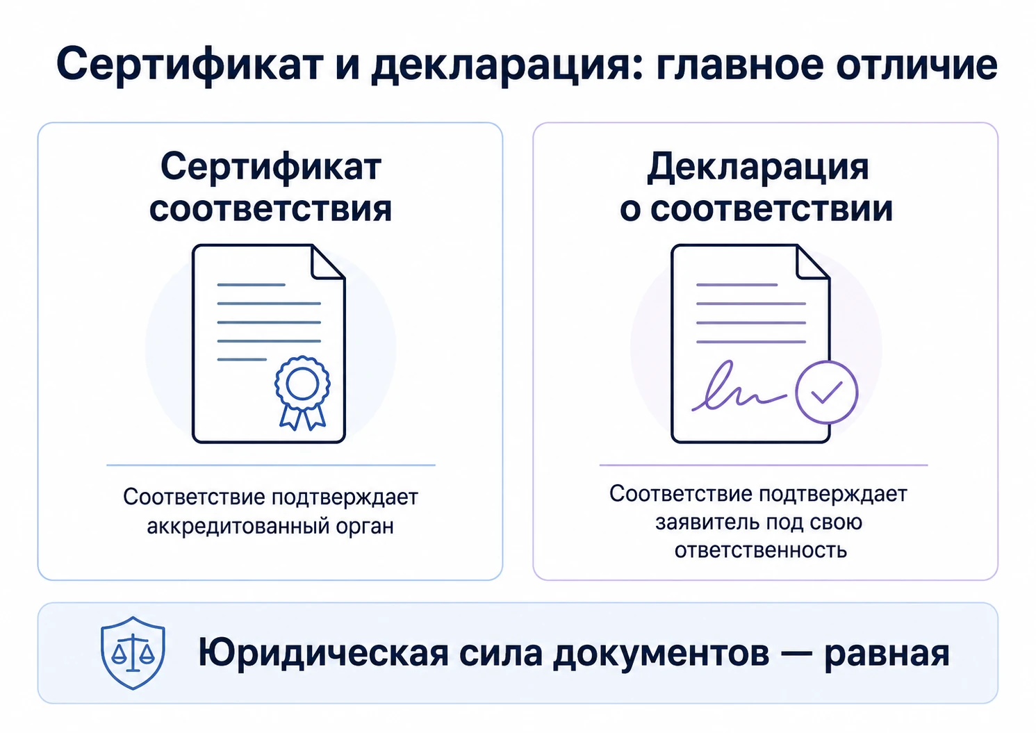 Главное отличие сертификата соответствия от декларации