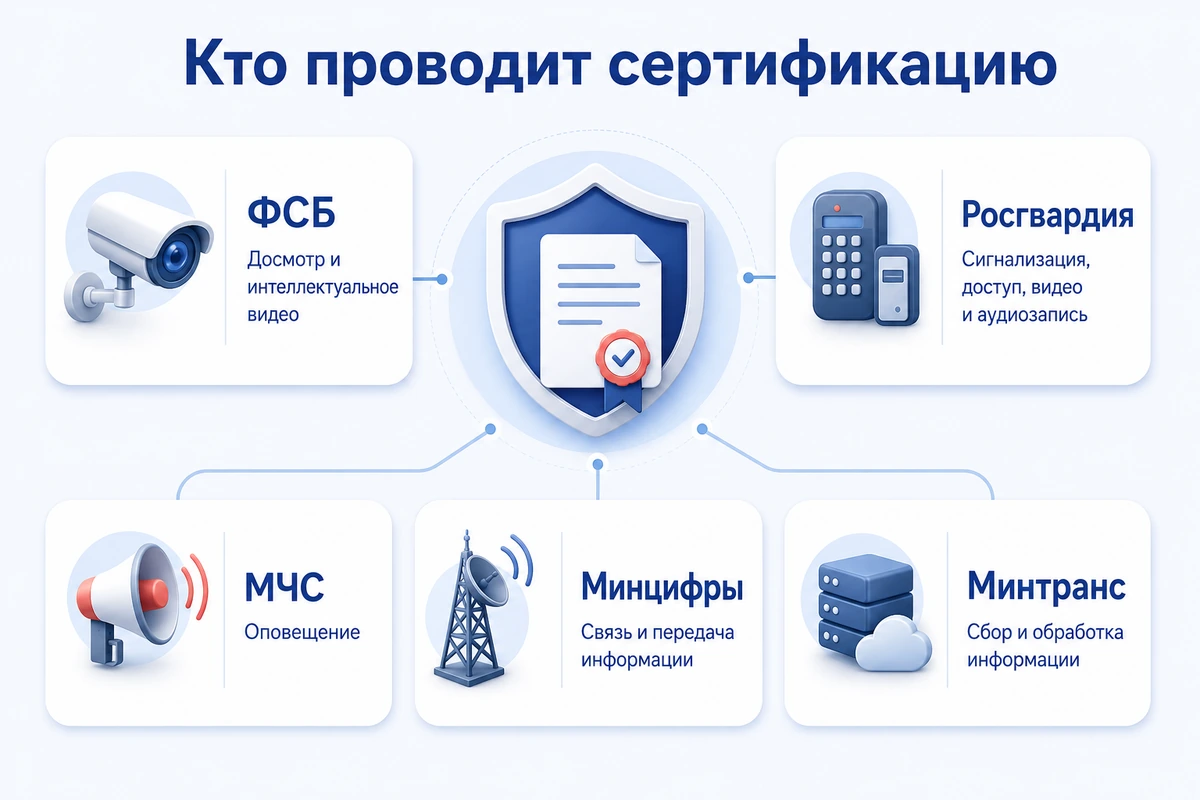 Распределение сертификации технических средств между федеральными ведомствами