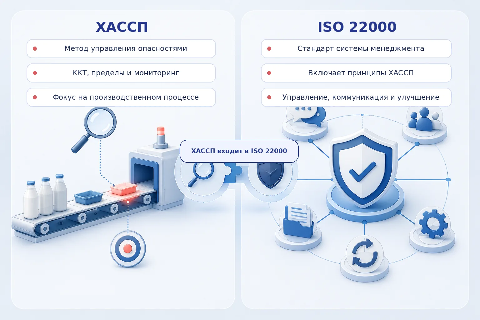 Отличия ХАССП от ISO 22000: управление опасностями и полноценная система менеджмента