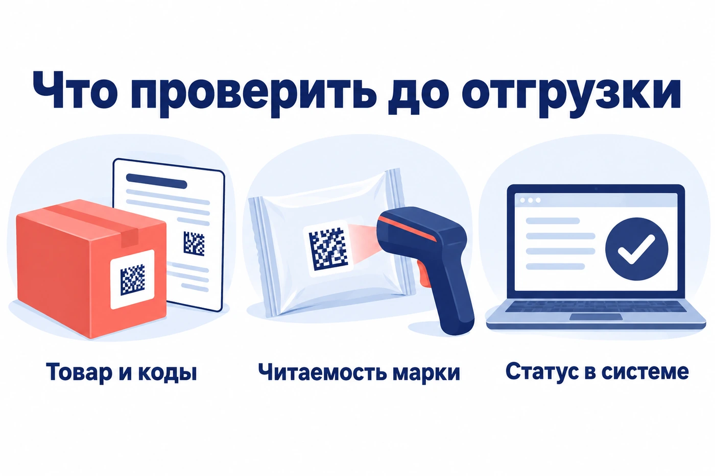 Проверка перед отгрузкой: идентификация товара, читаемость марки и статус кода в системе